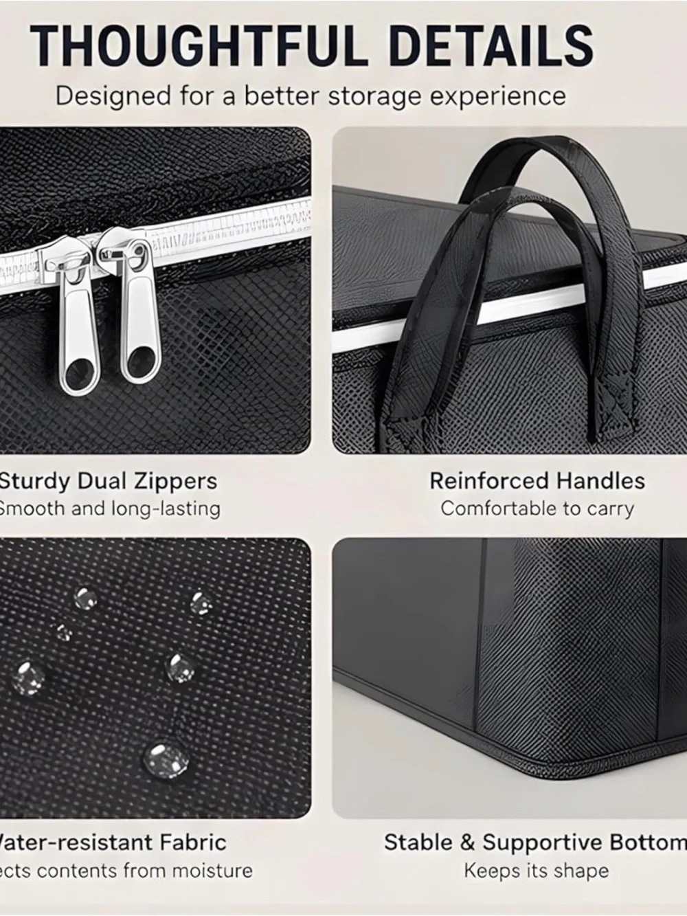 High-Capacity Gray Fabric Storage Bag with Zipper